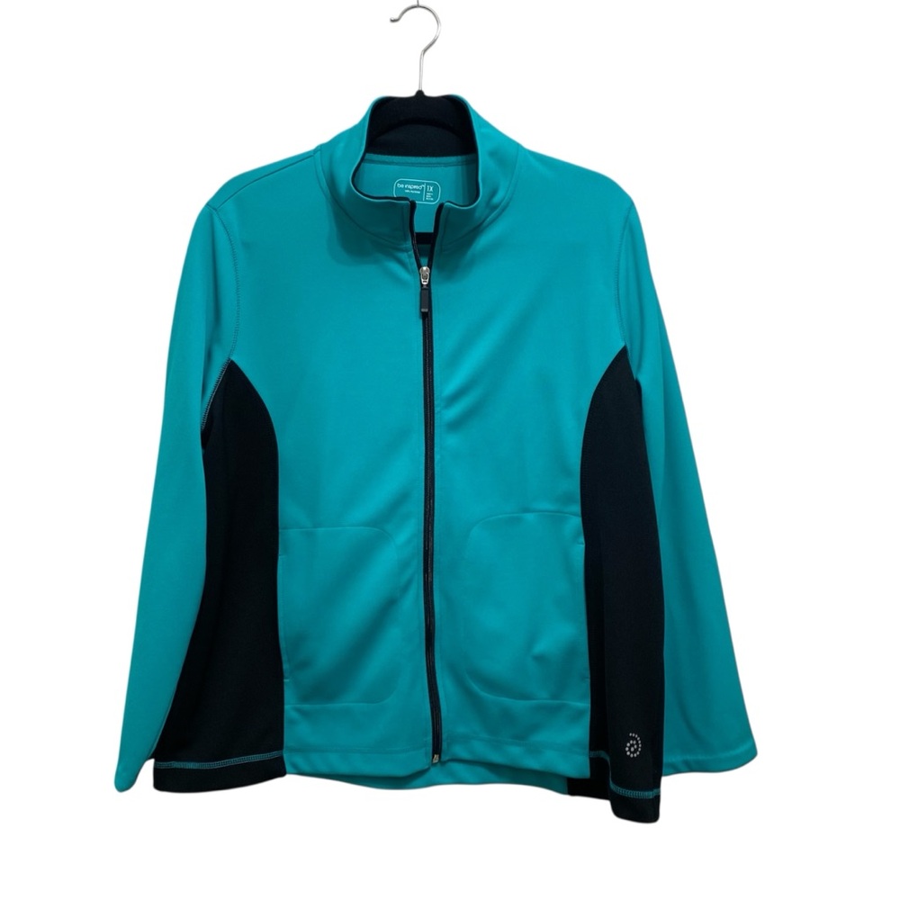 Teal and Black Full-Zip Athletic Jacket